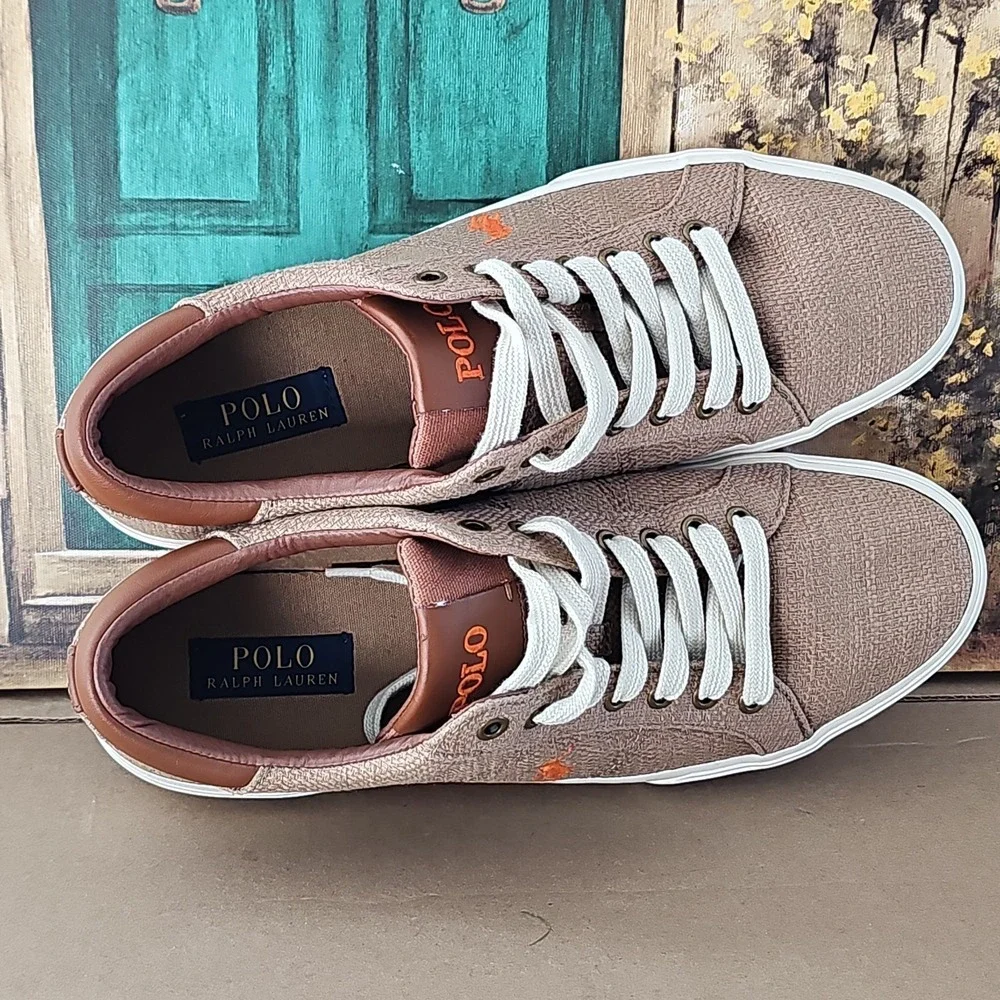 Polo Ralph Lauren Carney Men's Size 10.5D Brown Lace Up Casual Boat Shoe Sneaker